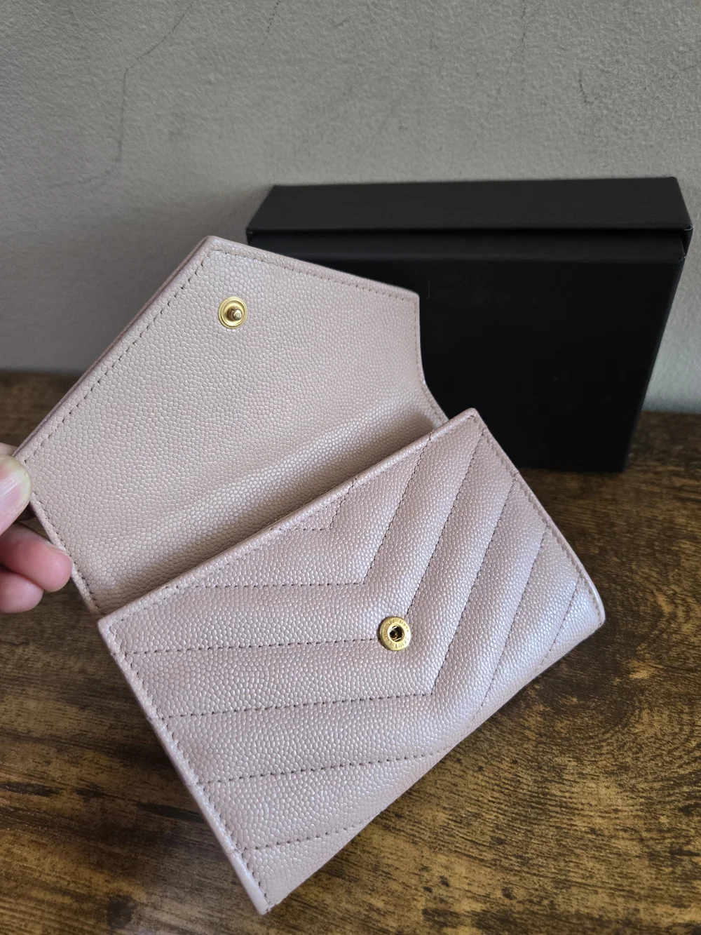 Saint Laurent Blush Pink Quilted Monogram Wallet